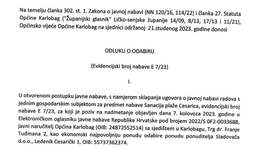 190.900,00€ vrijednu sanaciju plaže bivšoj supruzi načelnika Karlobaga | Karlobag.eu